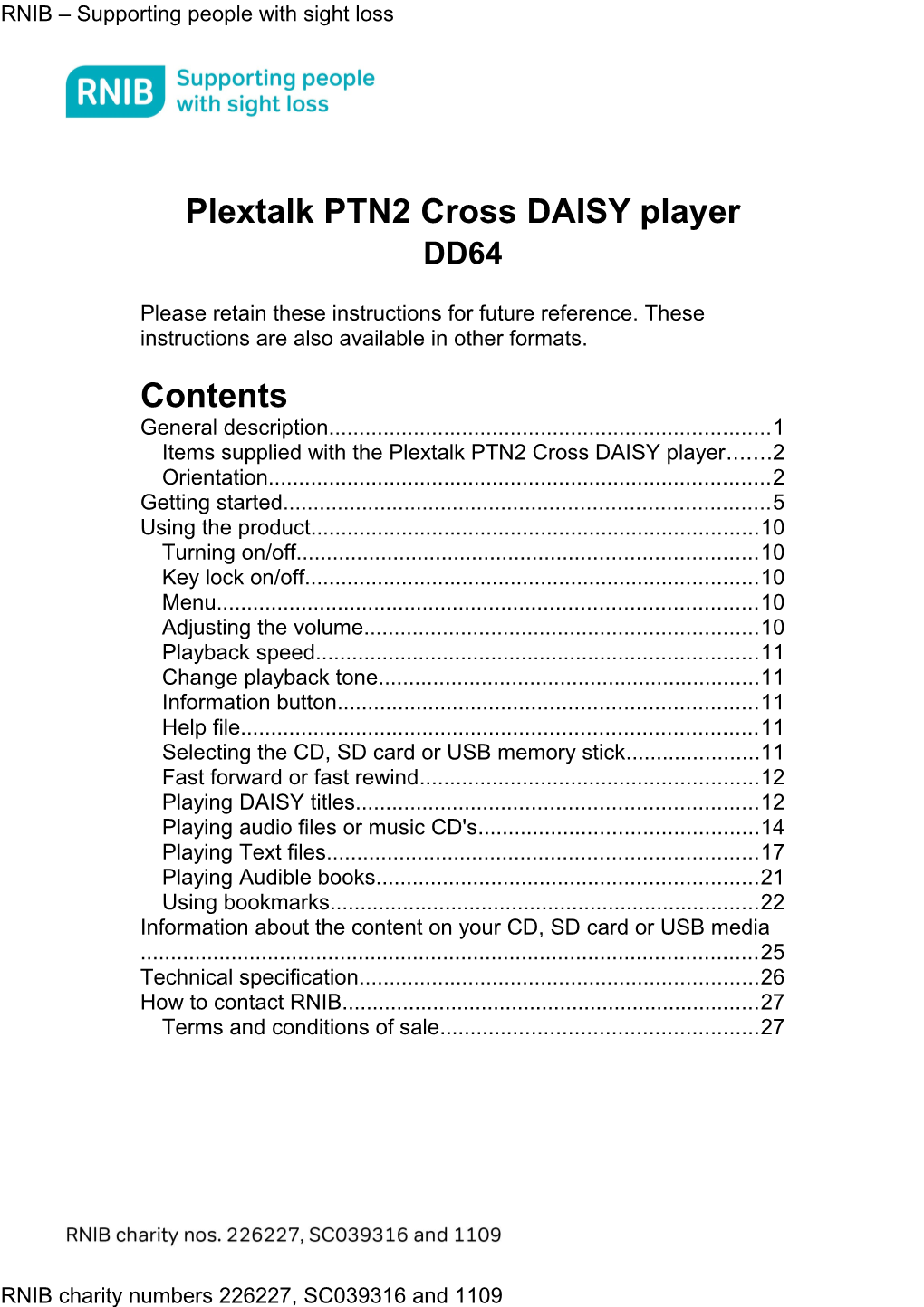 Plextalk PTN2 Cross DAISY Player