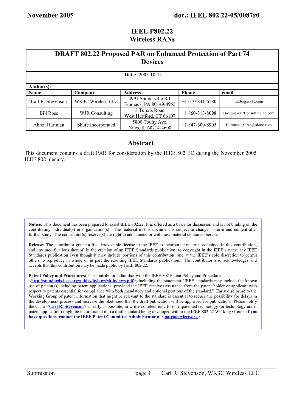 Project Authorization Request (Par) Form - 2005