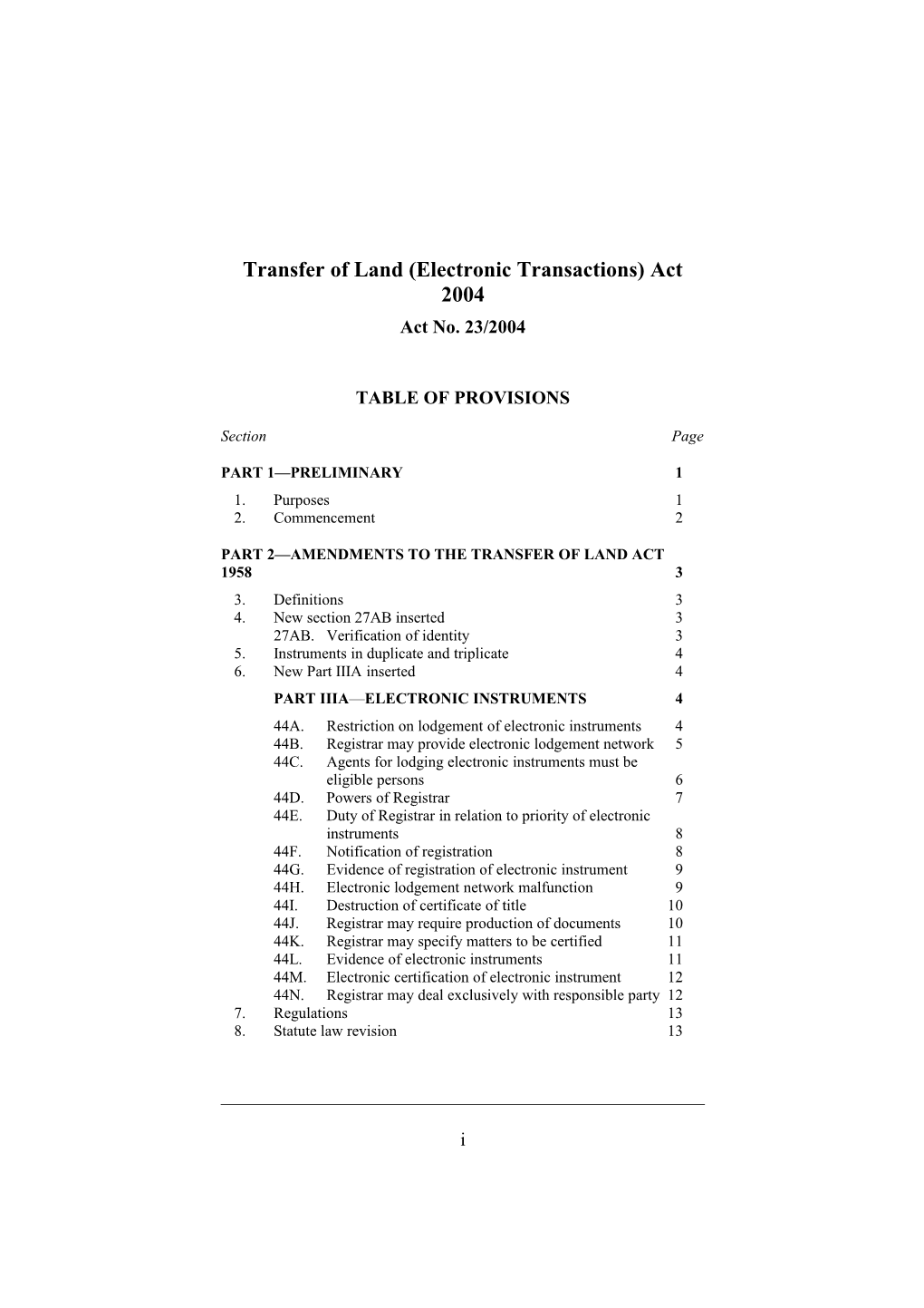 Transfer of Land (Electronic Transactions) Act 2004