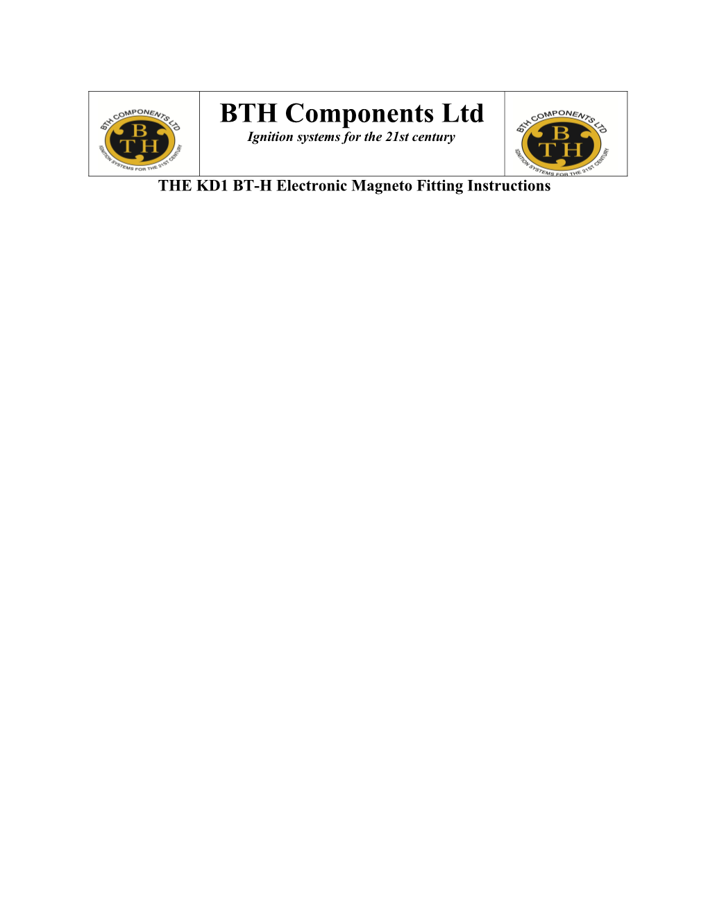 Instructions for Fitting the Pm1r Bt-H Electronic Magneto