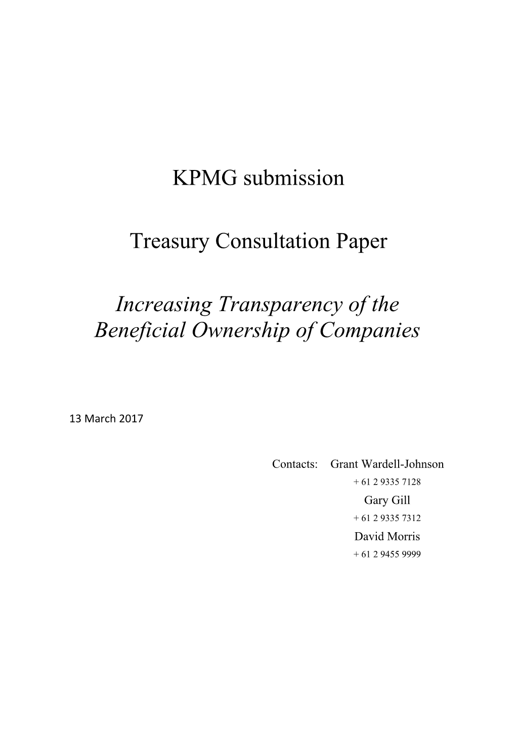 KPMG - Increasing Transparency of the Beneficial Ownership of Companies