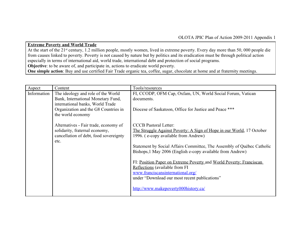 OLOTA JPIC Plan of Action 2009-2011 Appendix 1