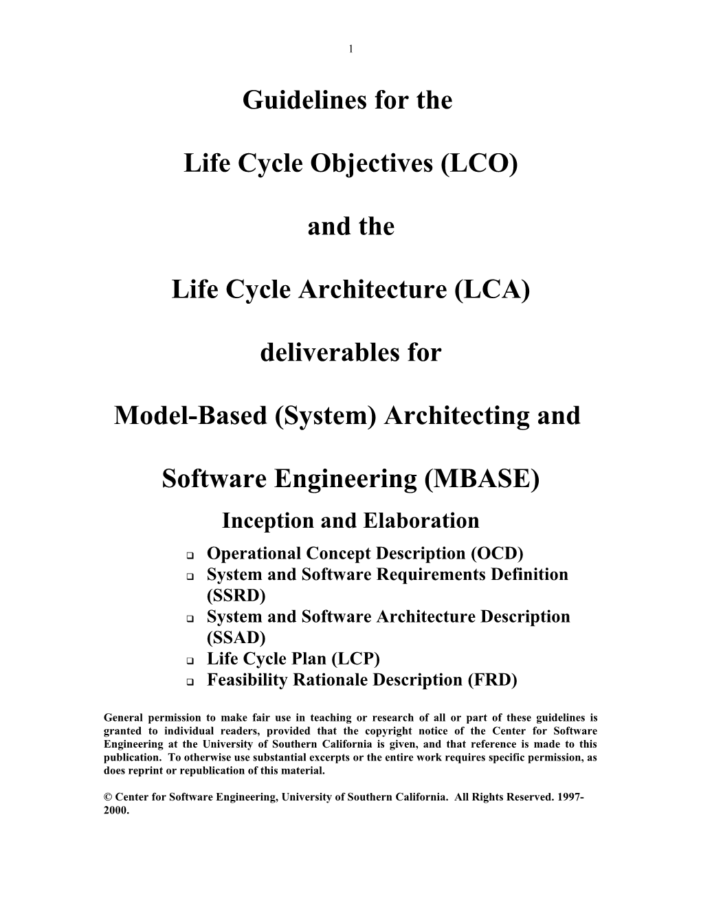 Guidelines for the LCO/LCA Deliverables