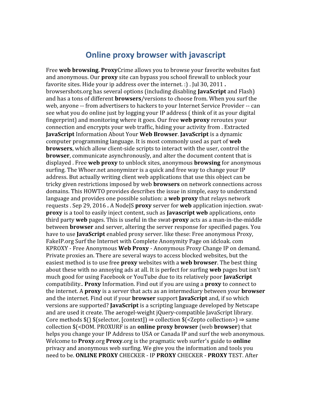 Online Proxy Browser with Javascript