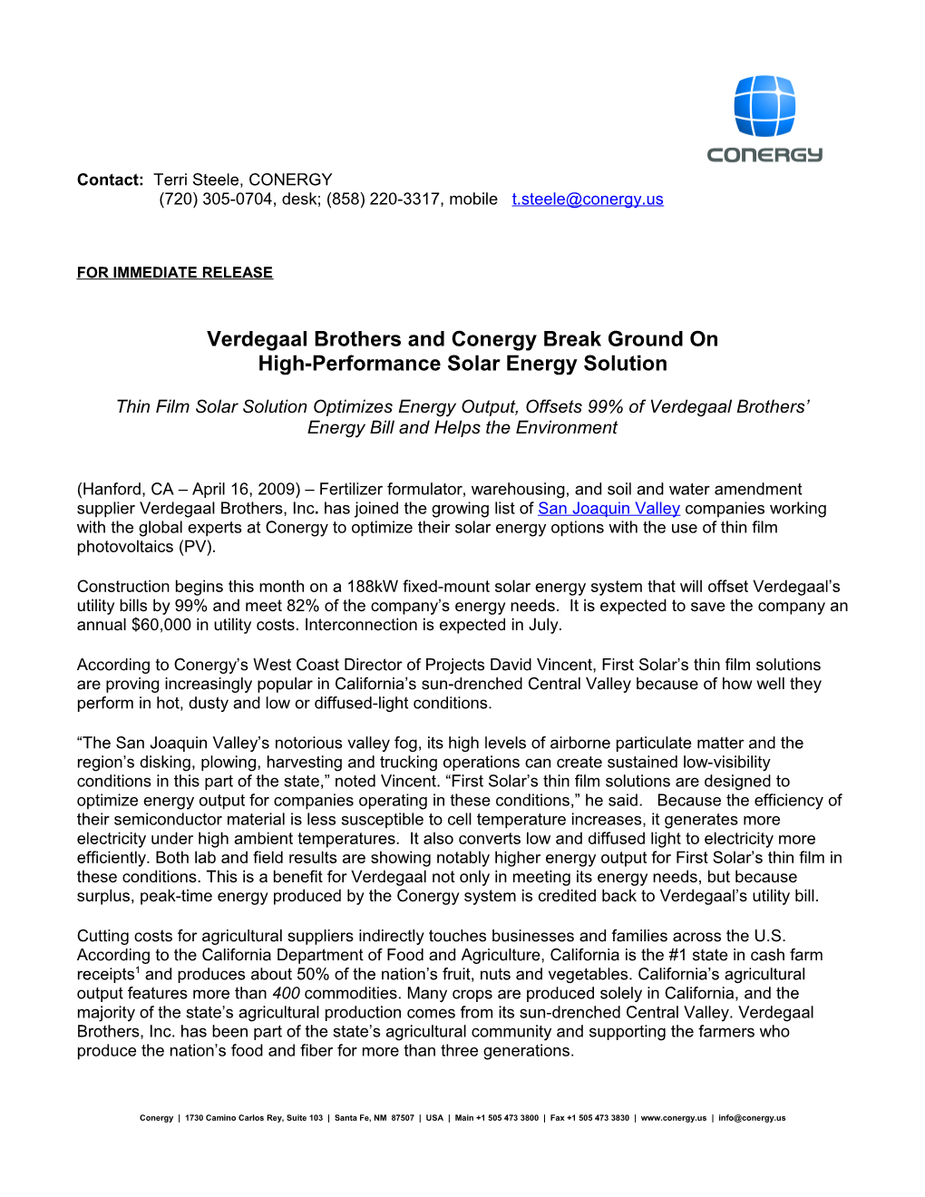 Verdegaal Brothers and Conergy Break Ground On