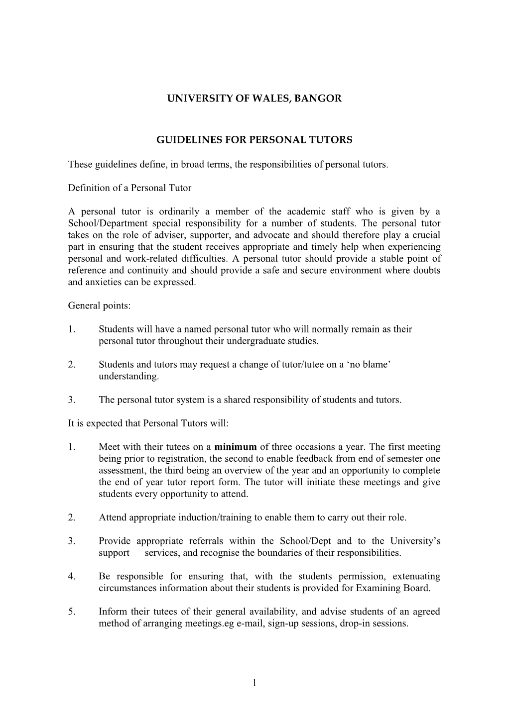 Draft for Personal Tutor Scheme T&E Group