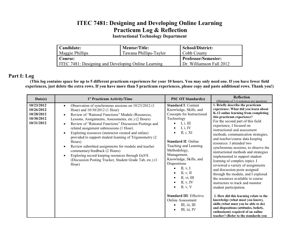 ITEC 7481: Designing and Developing Online Learning
