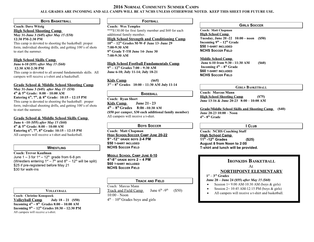 2004 Normal Community Summer Camps