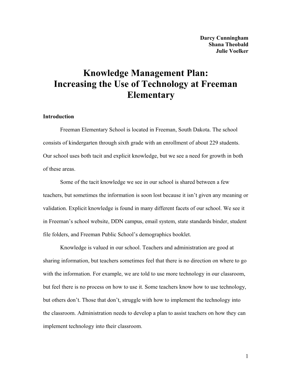 Knowledge Management Plan