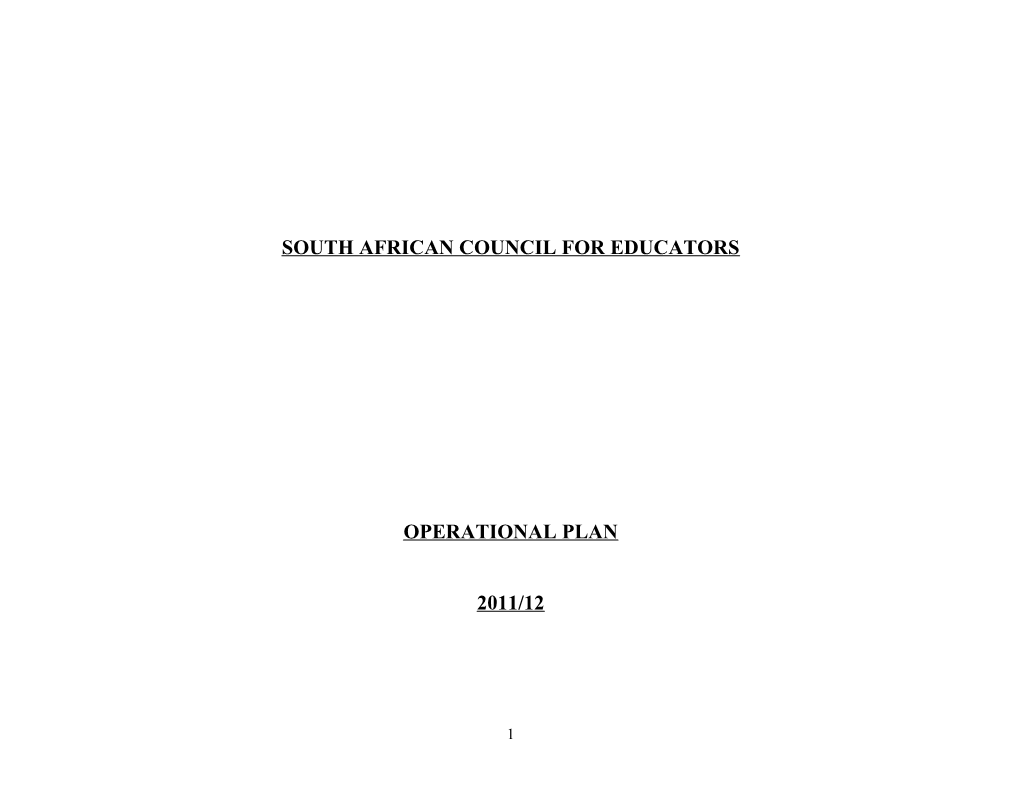 Sace 2010/2011 Operational Plan Template