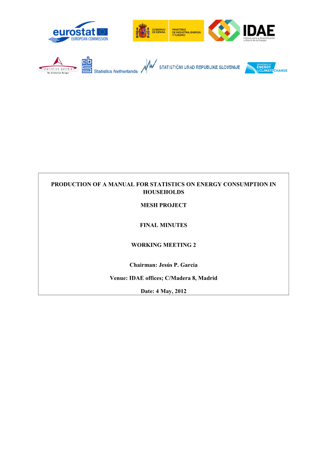 Production of a Manual for Statistics on Energy Consumption in Households