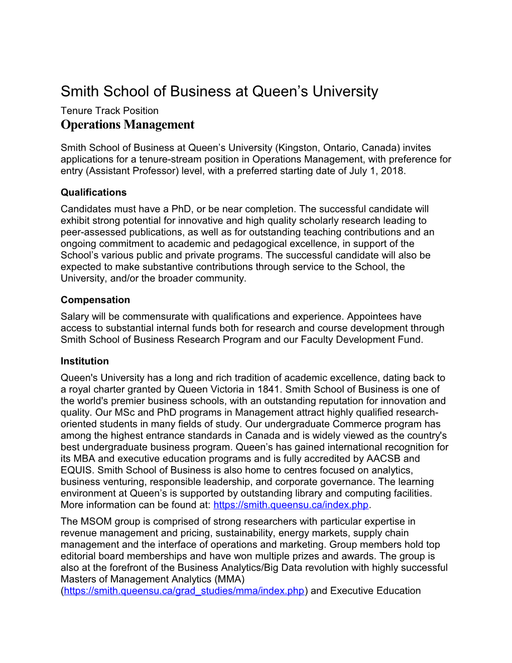 Smith School of Business at Queen S University
