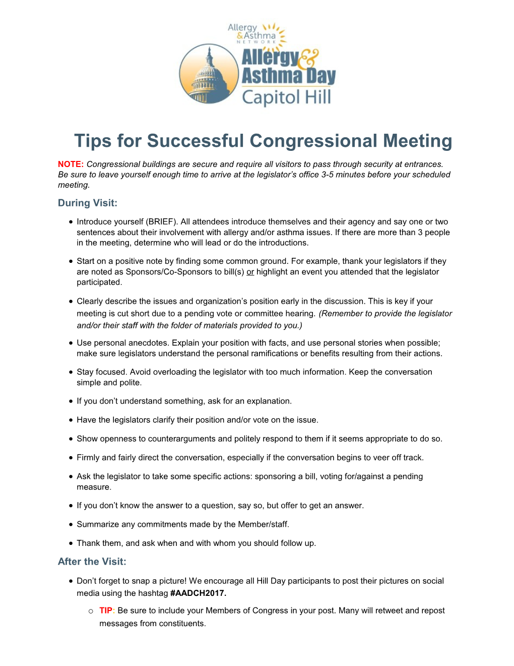 Tips for Successful Congressional Meeting