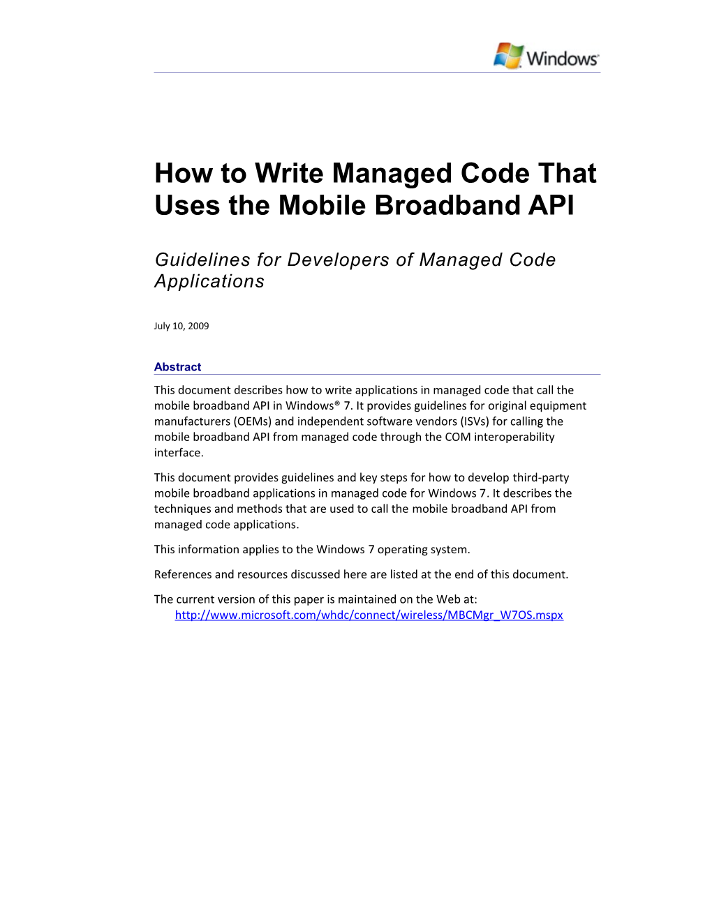 How to Write Managed Code That Uses the Mobile Broadband API - 1
