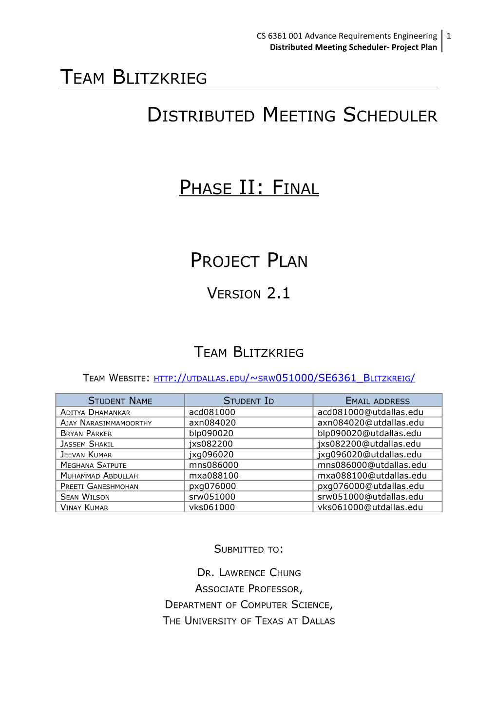 Meeting Scheduling System- Project Plan