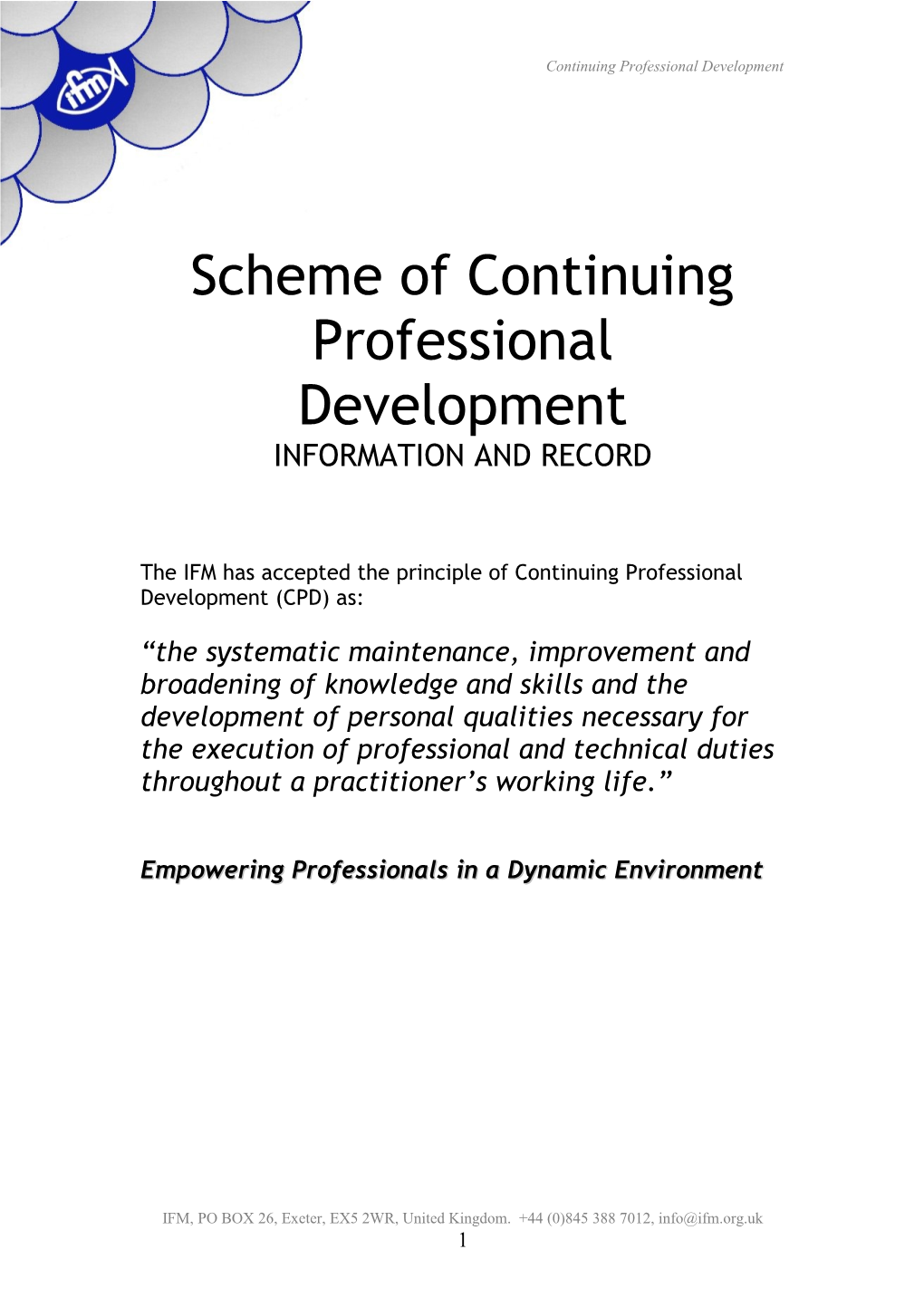 Scheme of Continuing Professional Development