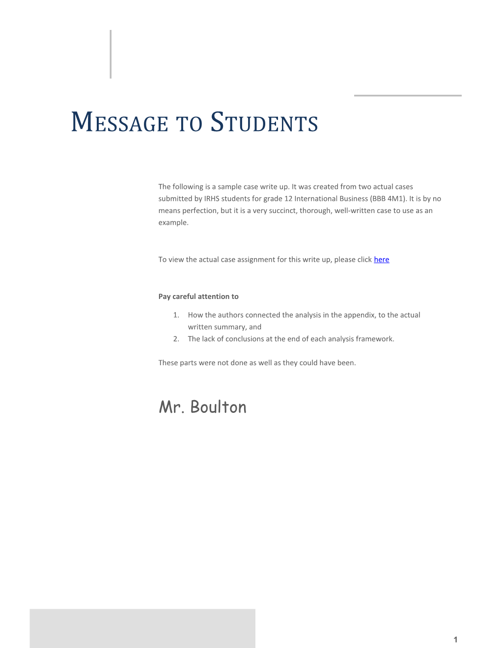 Message to Students