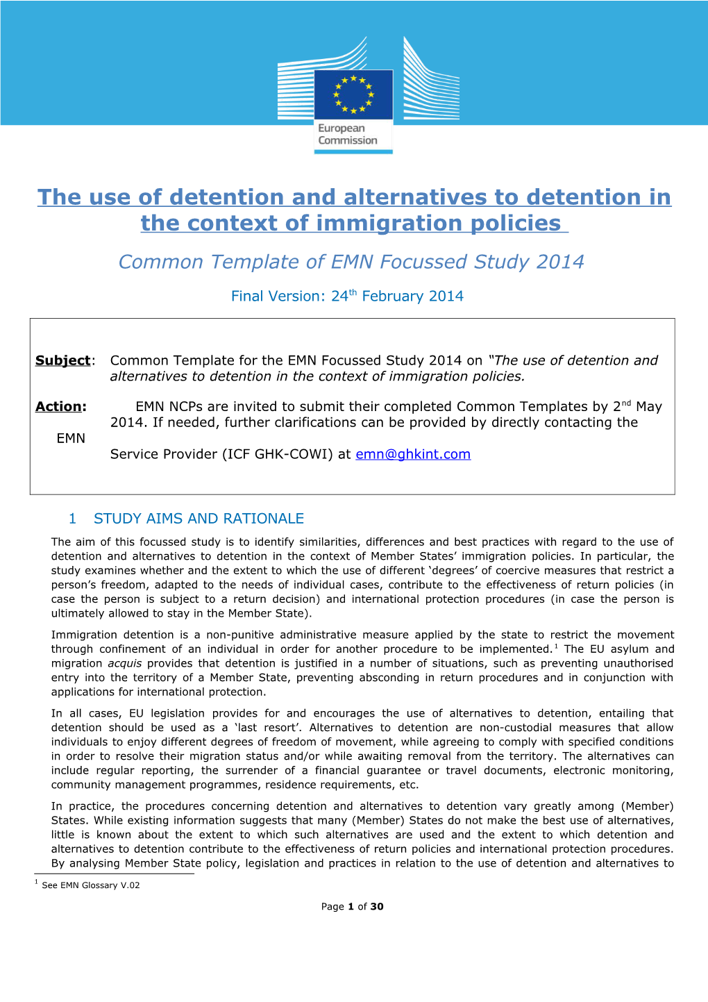 The Use of Detention and Alternatives to Detention in the Context of Immigration Policies