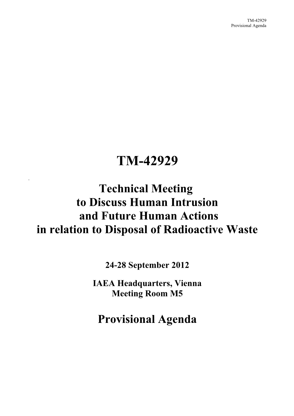 TM-42929 Provisional Agenda