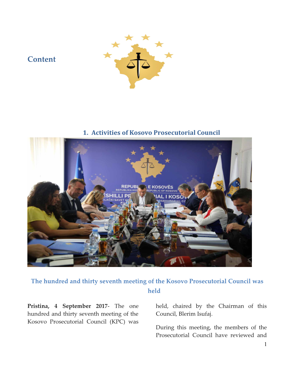 1.Activities of Kosovo Prosecutorial Council