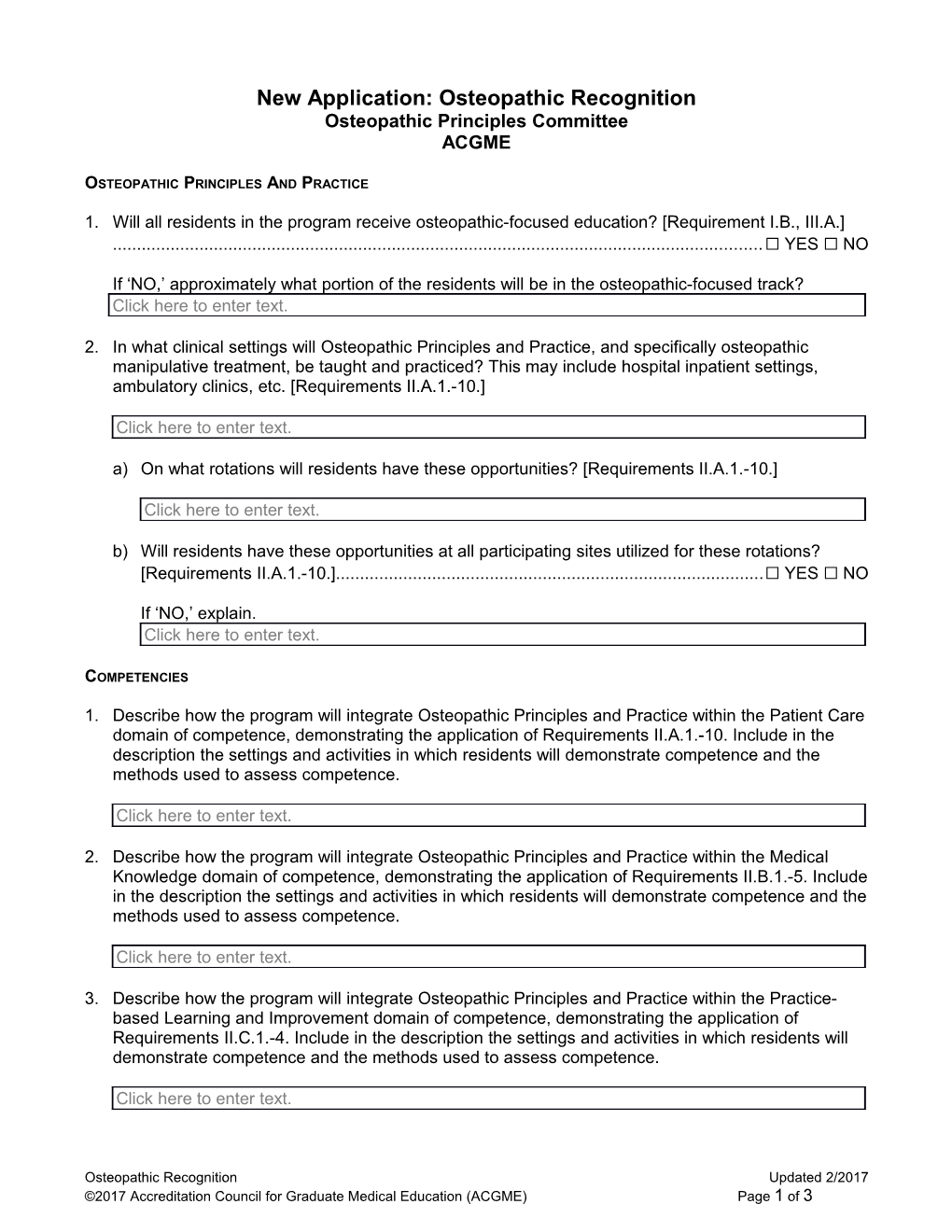 Osteopathic Recognition Application