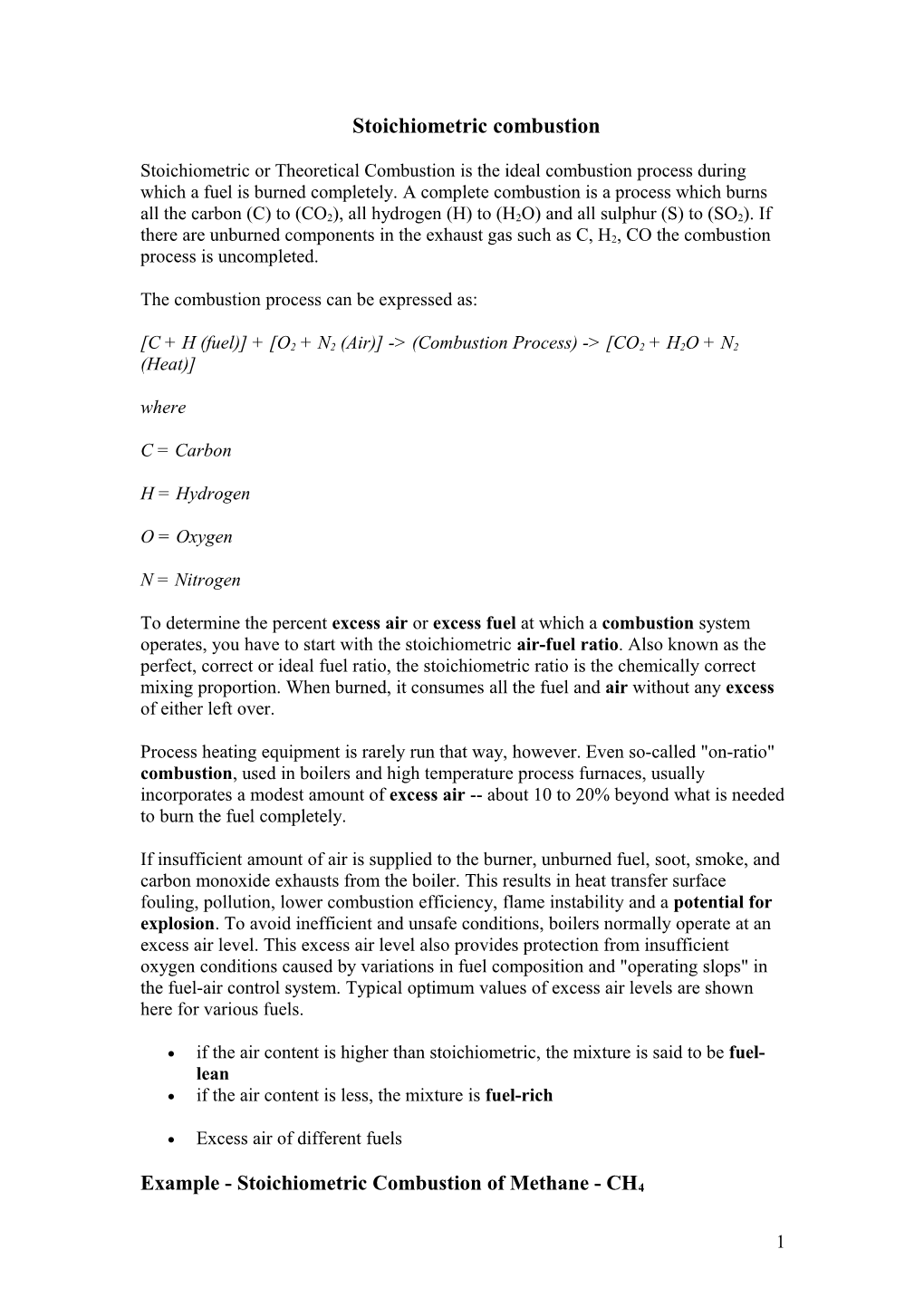 The Combustion Process Can Be Expressed As