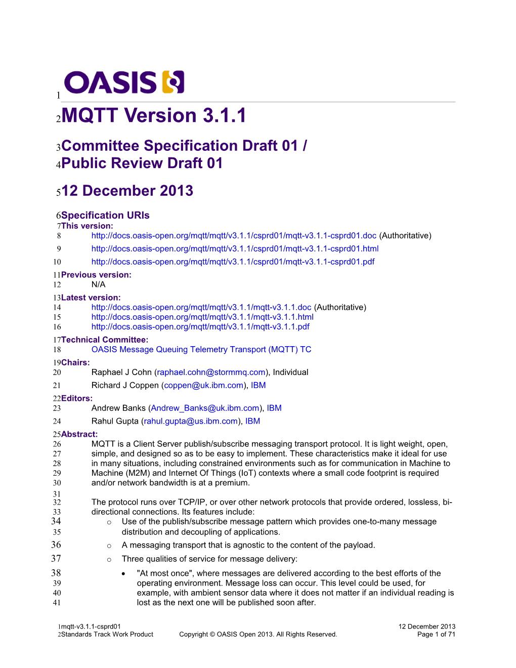 Committee Specification Draft 01 / Public Review Draft 01