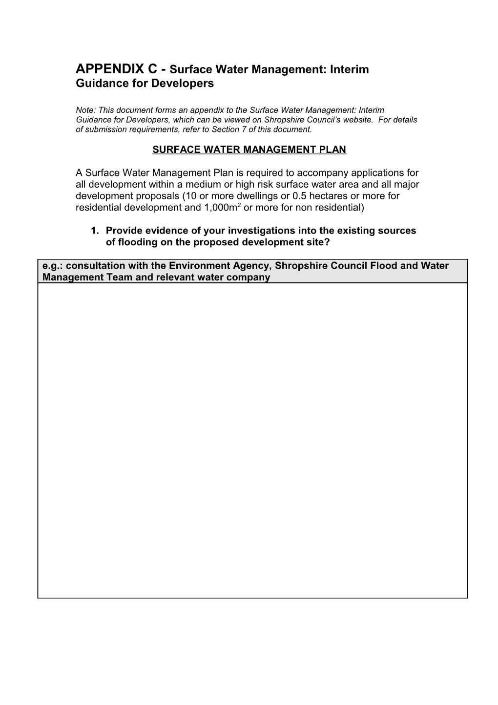 APPENDIX C - Surface Water Management: Interim Guidance for Developers