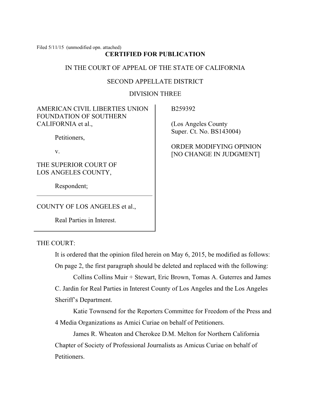 Filed 5/11/15 (Unmodified Opn. Attached)