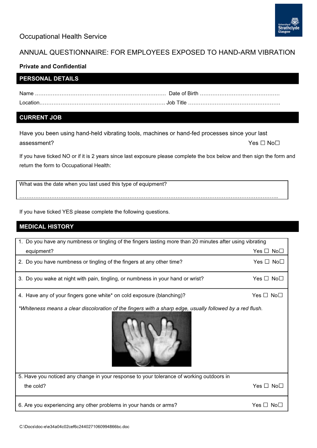 Annual Screening Questionnaire