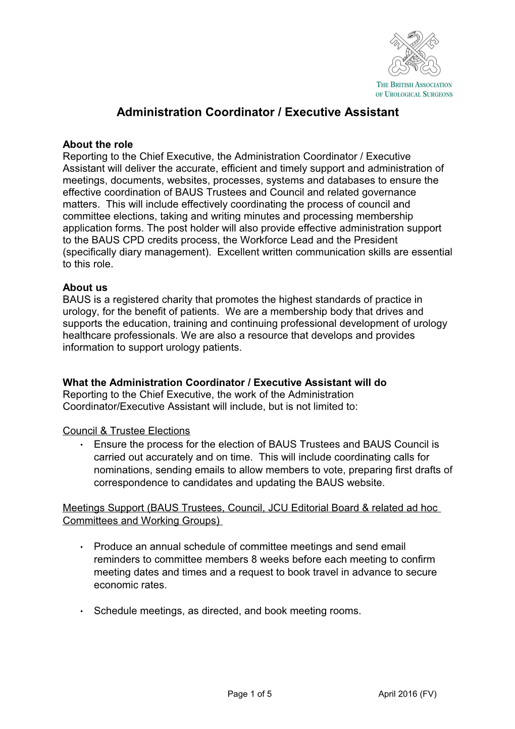 Administration Coordinator / Executive Assistant