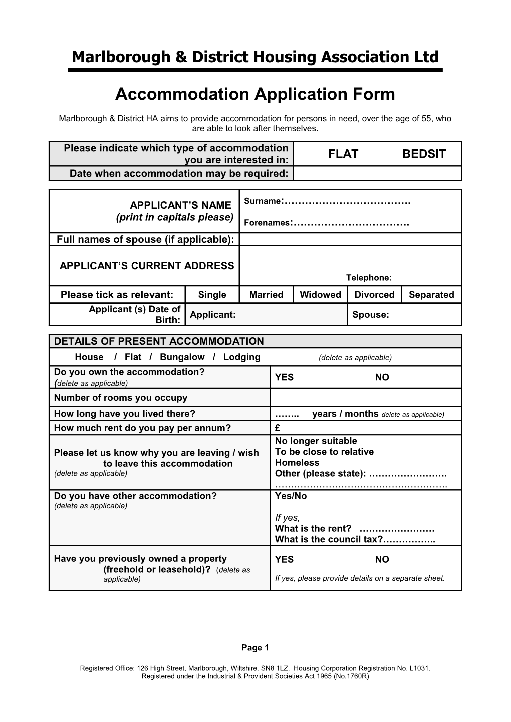 MDHA Application Form