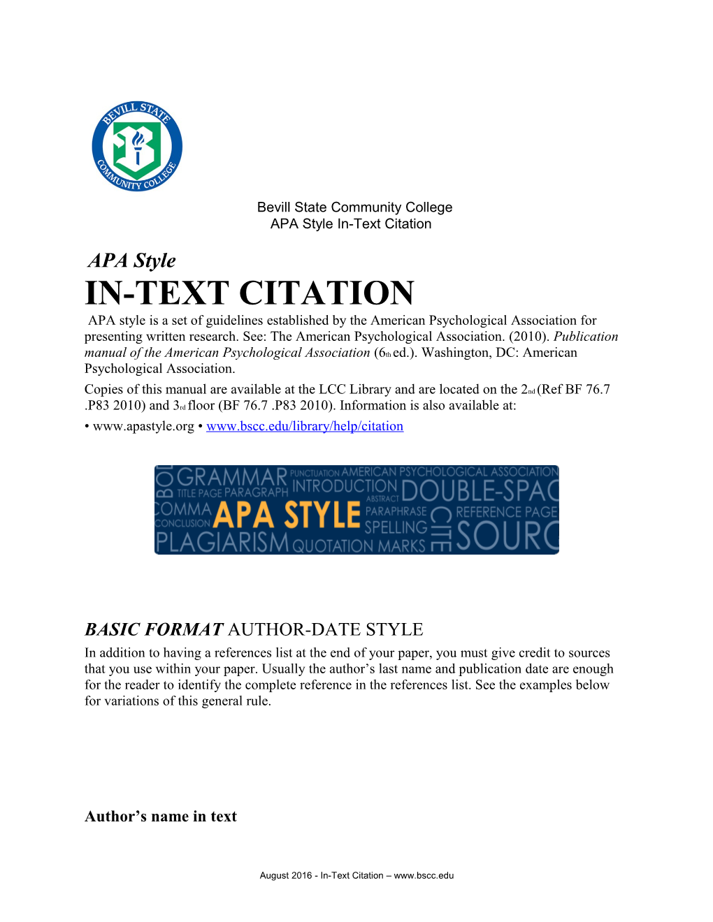 APA Style In-Text Citation
