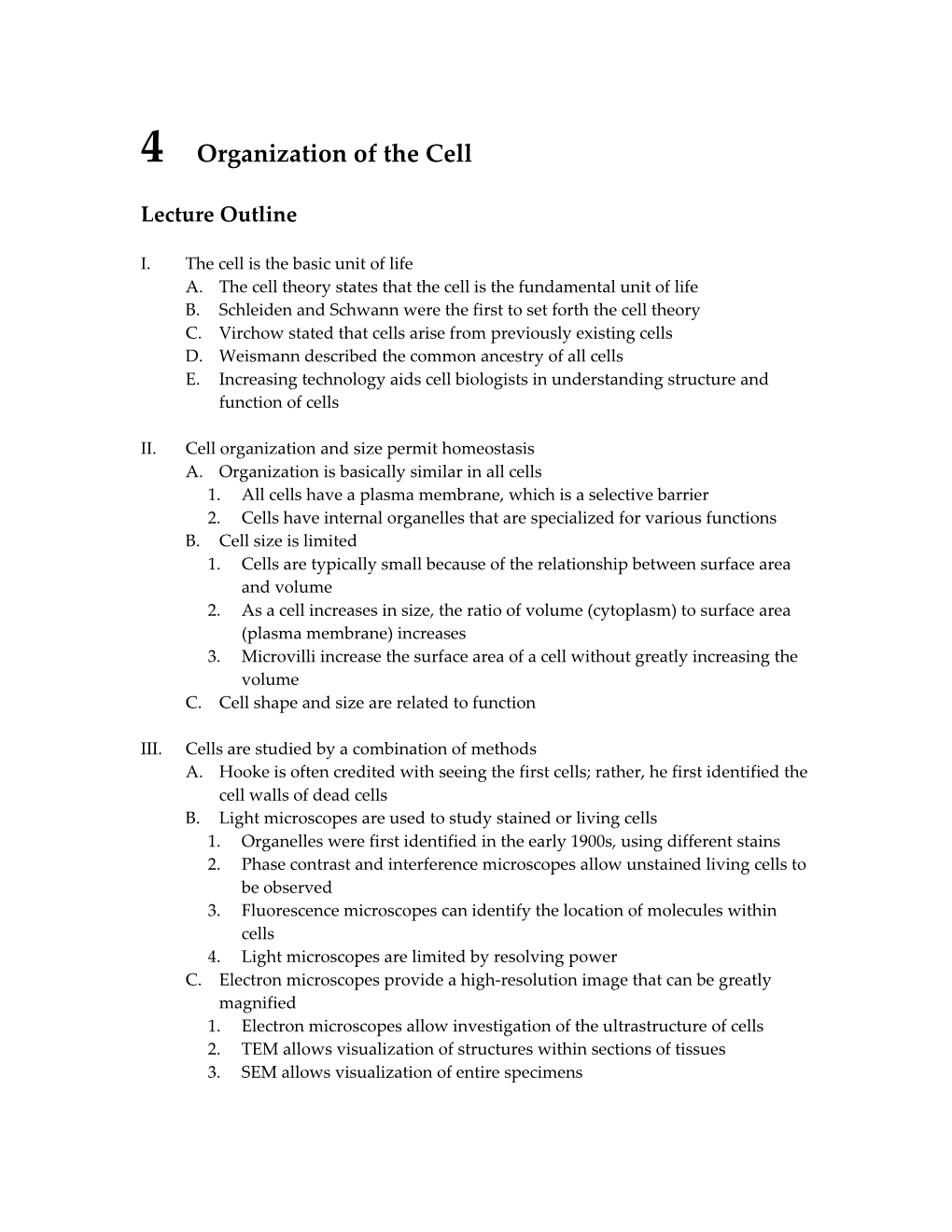 4Organization of the Cell