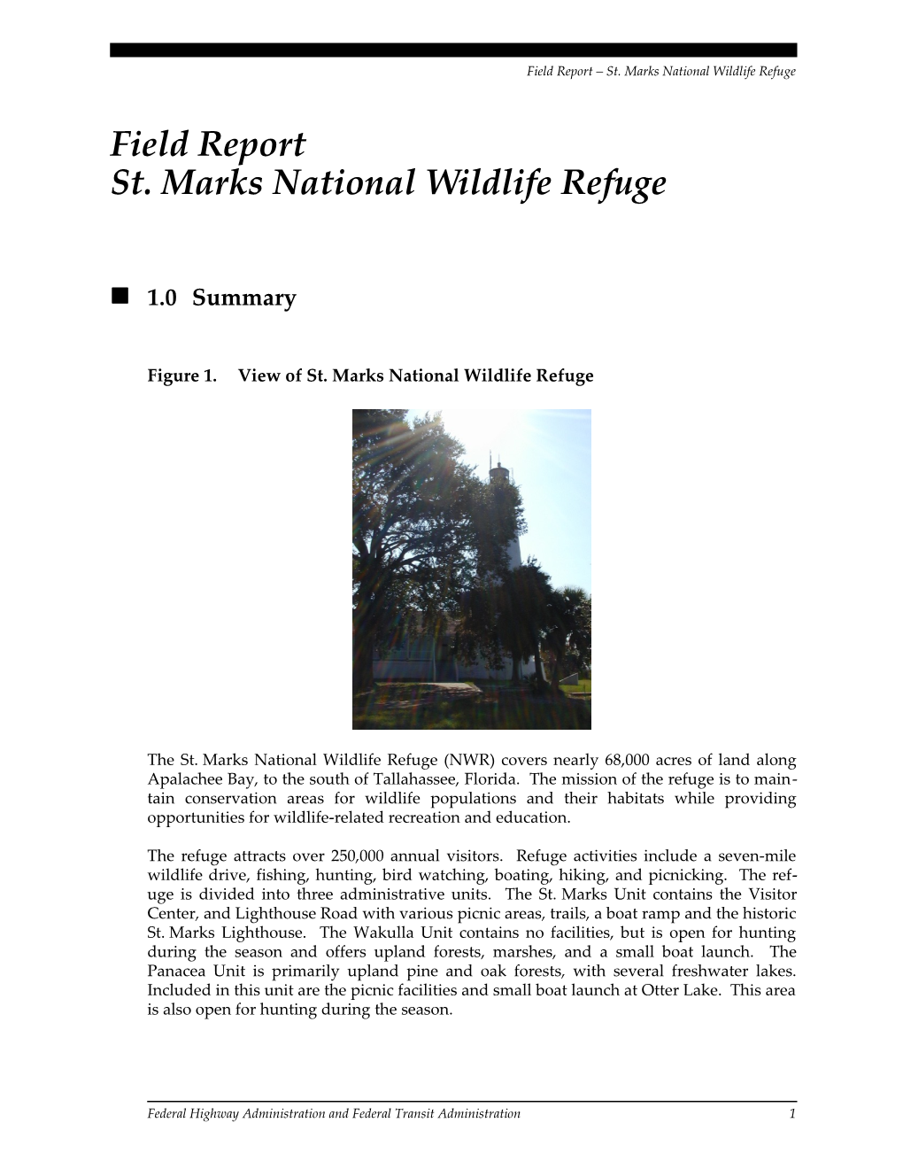 Field Report St. Marks National Wildlife Refuge
