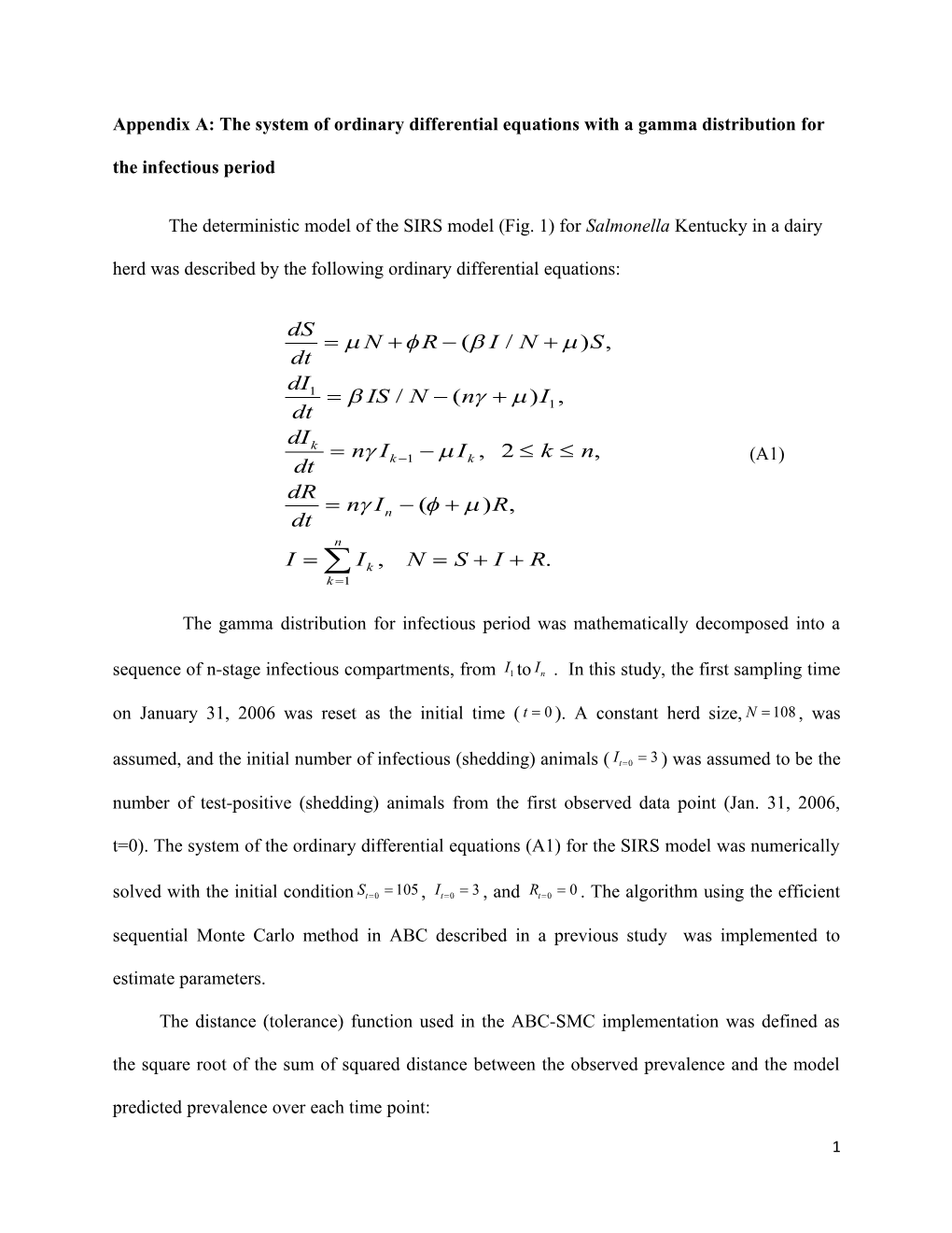 Appendix A: the System of Ordinary Differential Equations with a Gamma Distribution For
