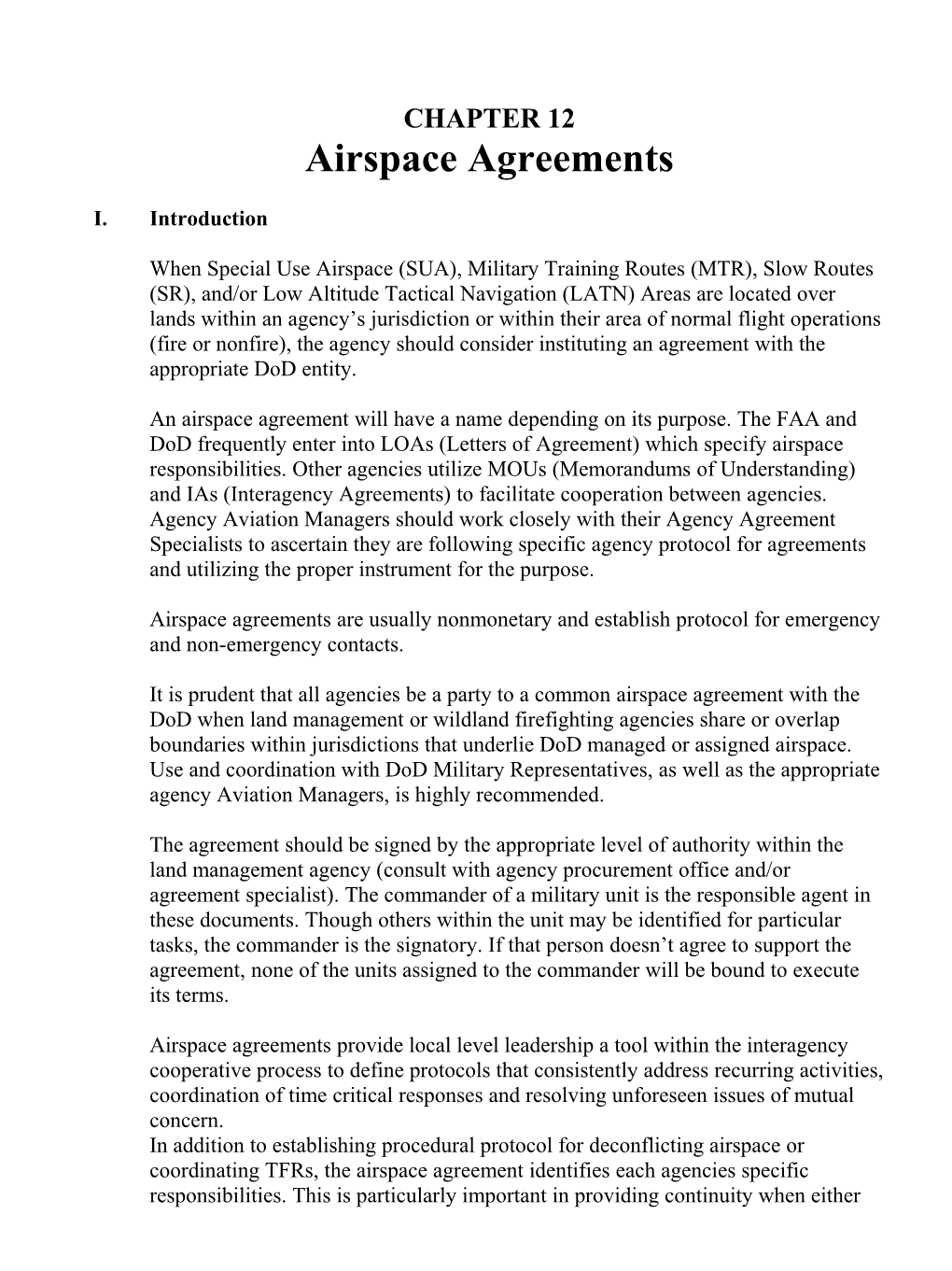 Airspace Agreements
