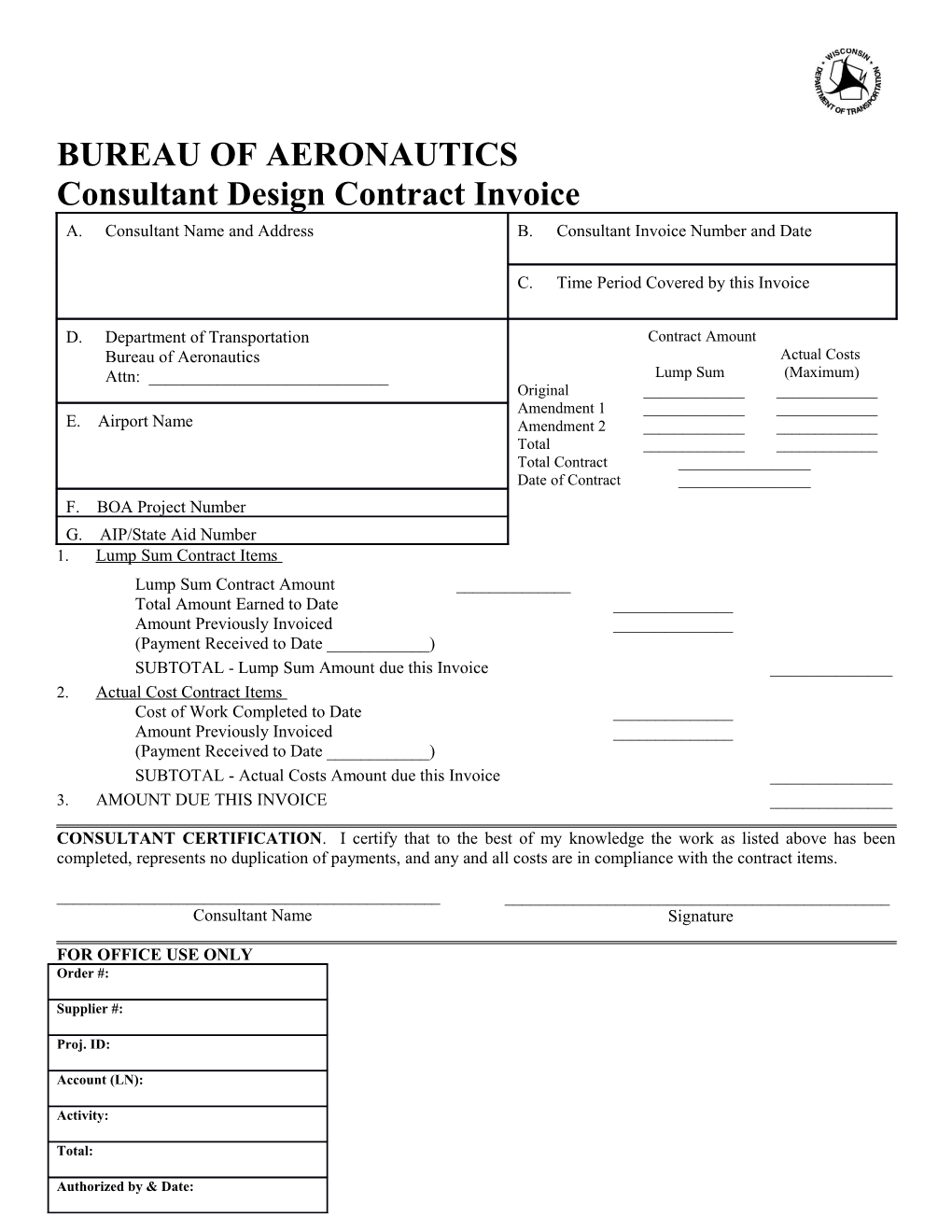 DEV 604A Design Contract Invoice