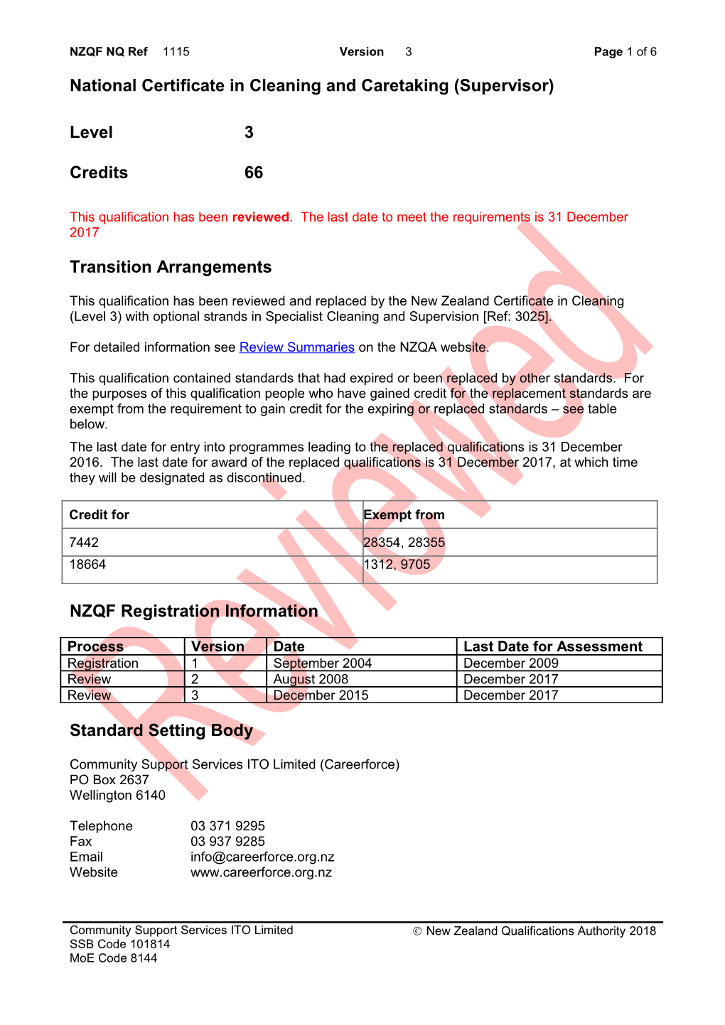 1115 National Certificate in Cleaning and Caretaking (Supervisor)