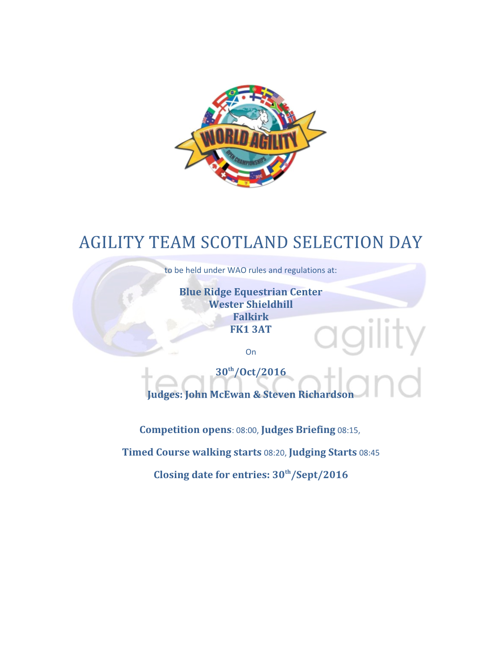 Agility Team Scotland Selection Day