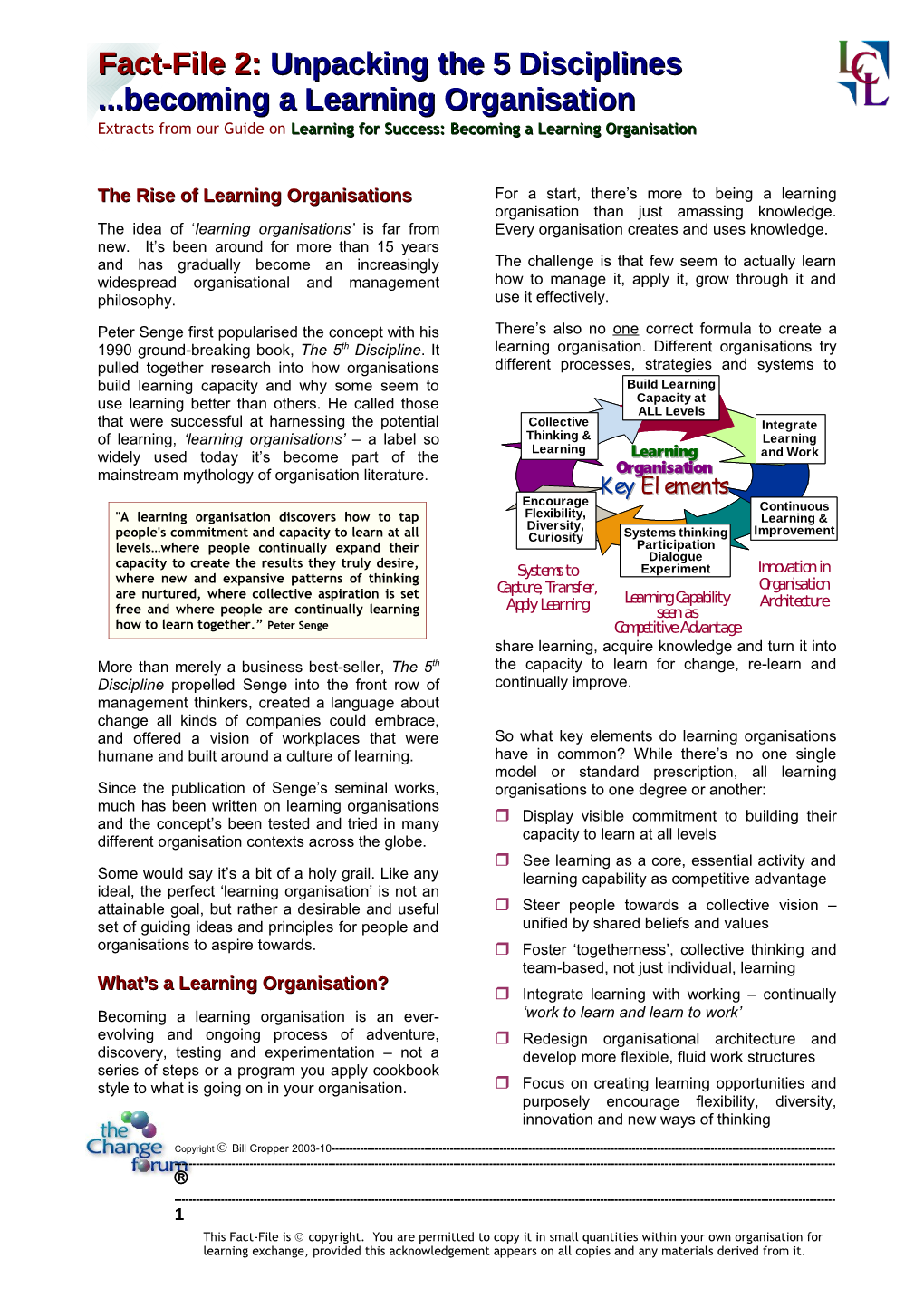 Factfile-2: Unpacking the Five Learning Disciplines