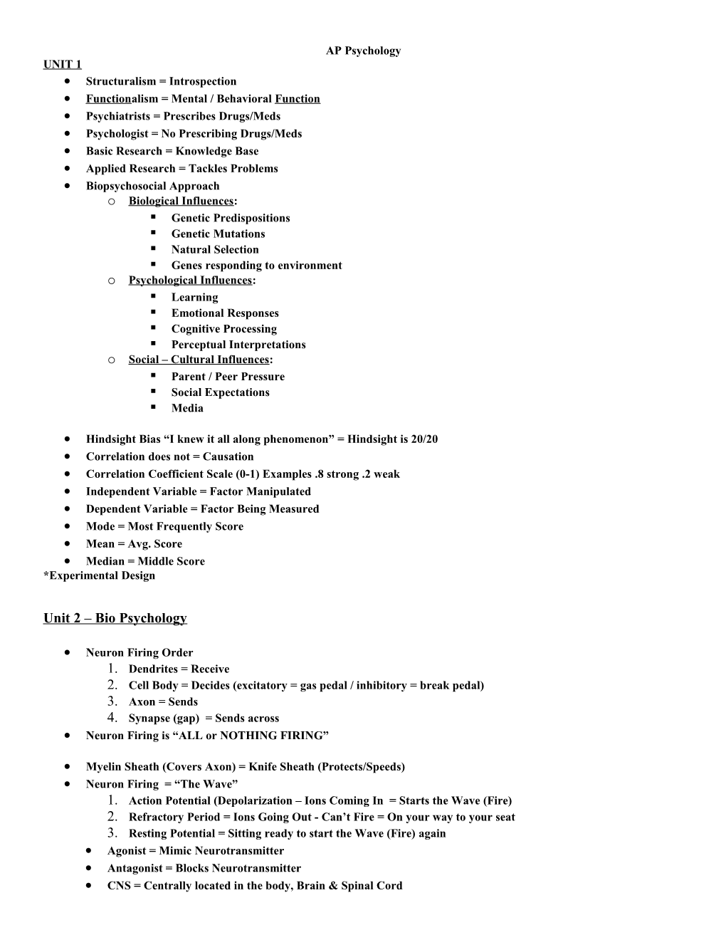 Functionalism = Mental / Behavioral Function