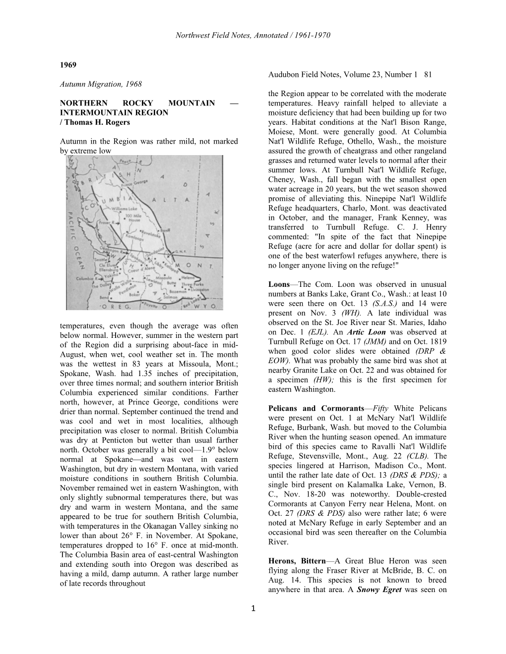 Northwest Field Notes, Annotated / 1961-1970