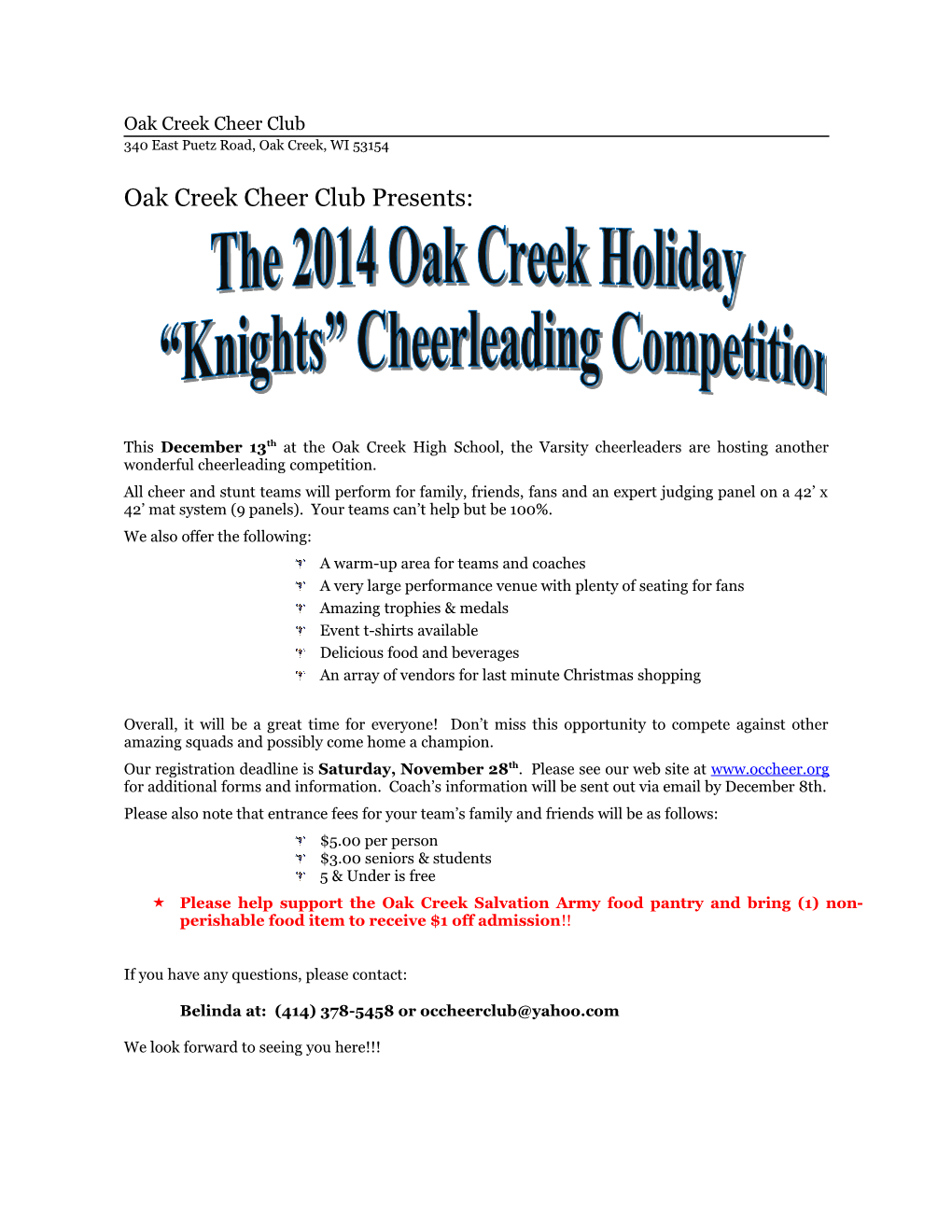 Oak Creek Cheer Club