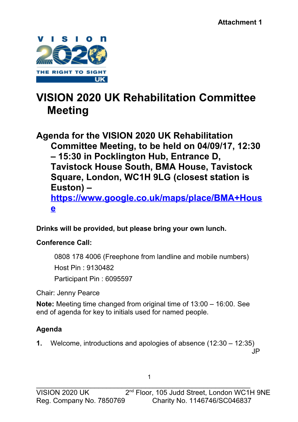 VISION 2020 UK Rehabilitation Committee Meeting