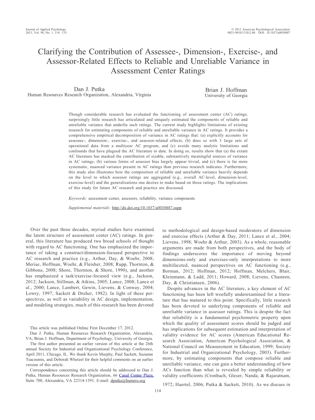 Clarifyingthecontributionofassessee-,Dimension-,Exercise-,And