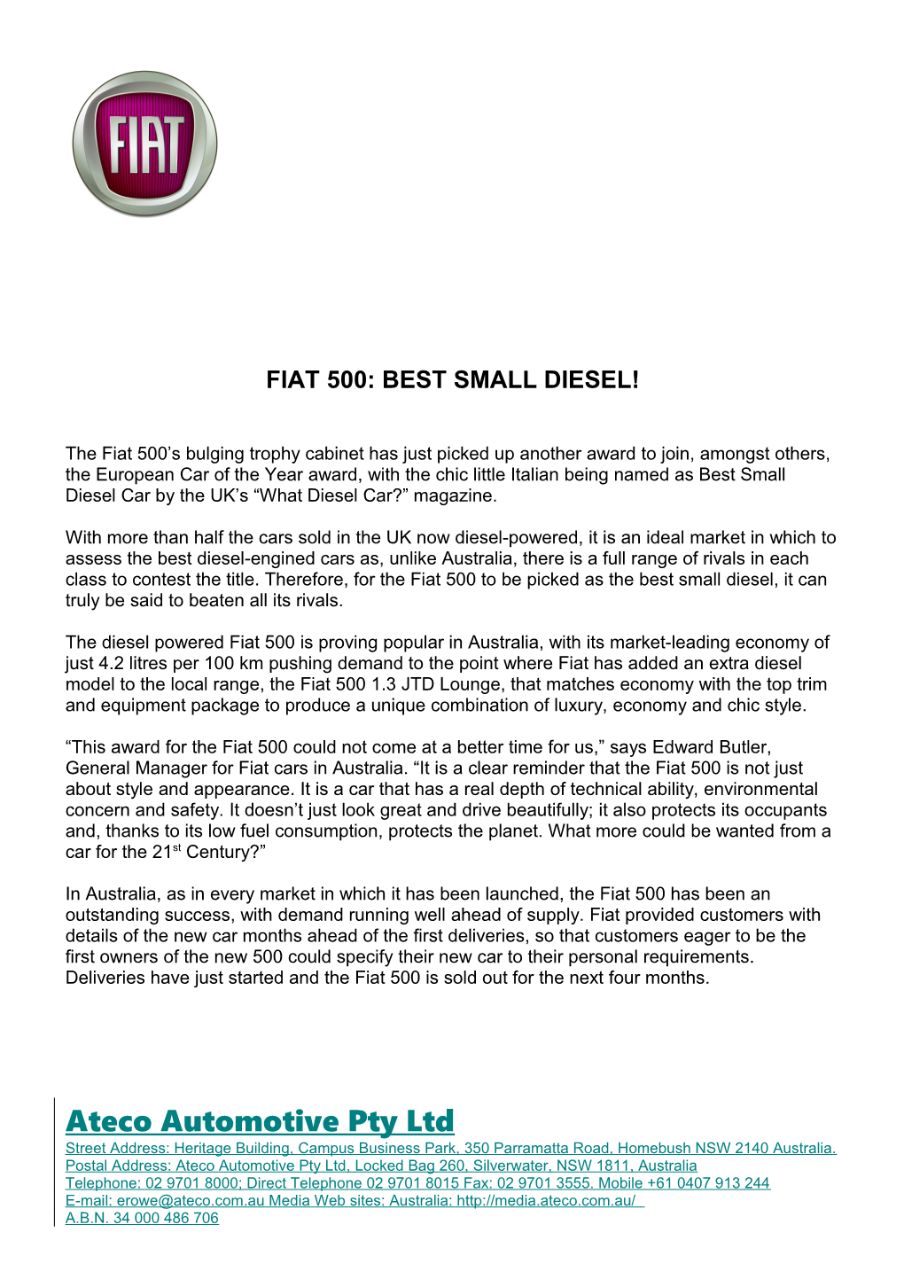 Fiat 500: Best Small Diesel!