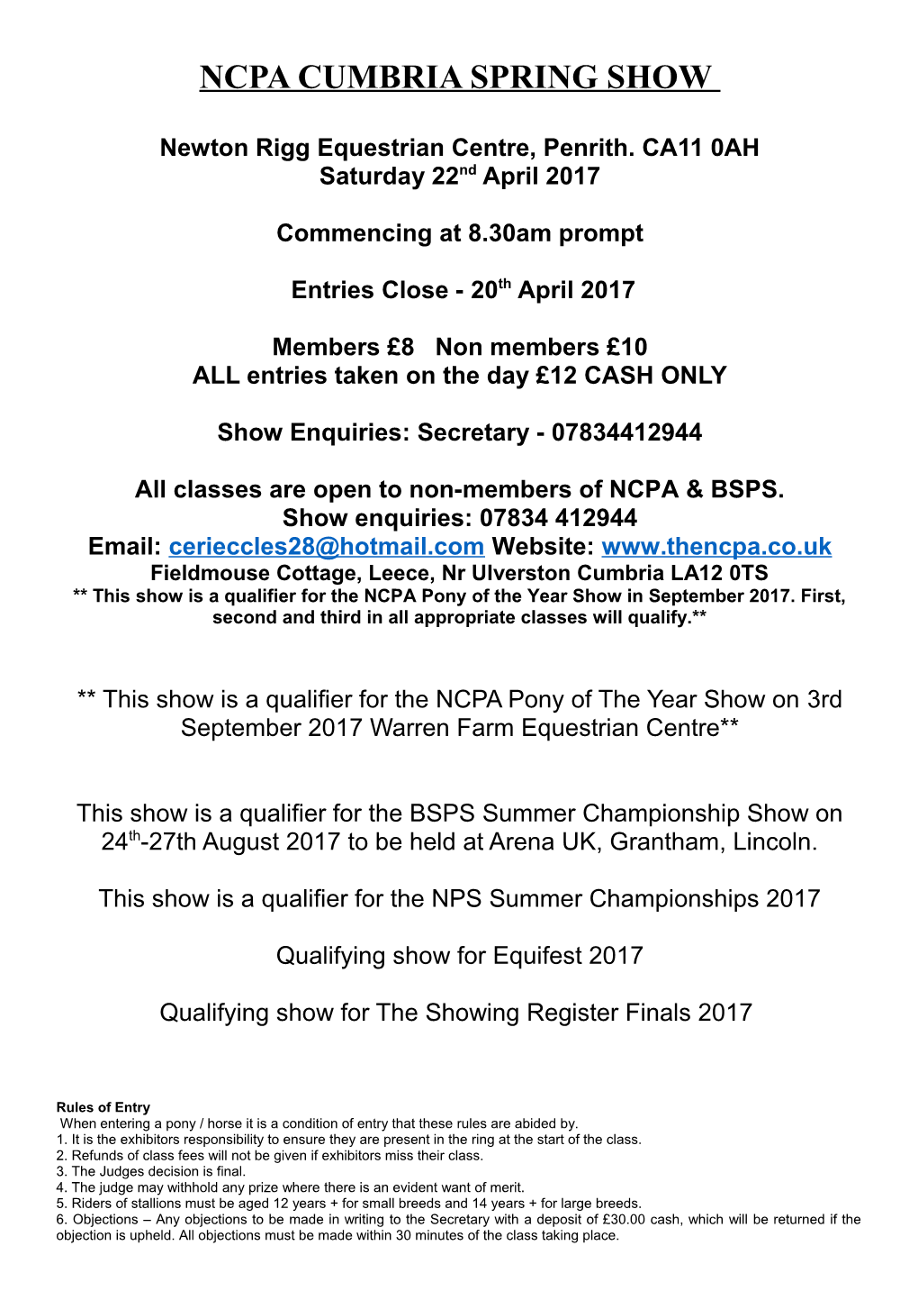 Ncpa Cumbria Spring Show