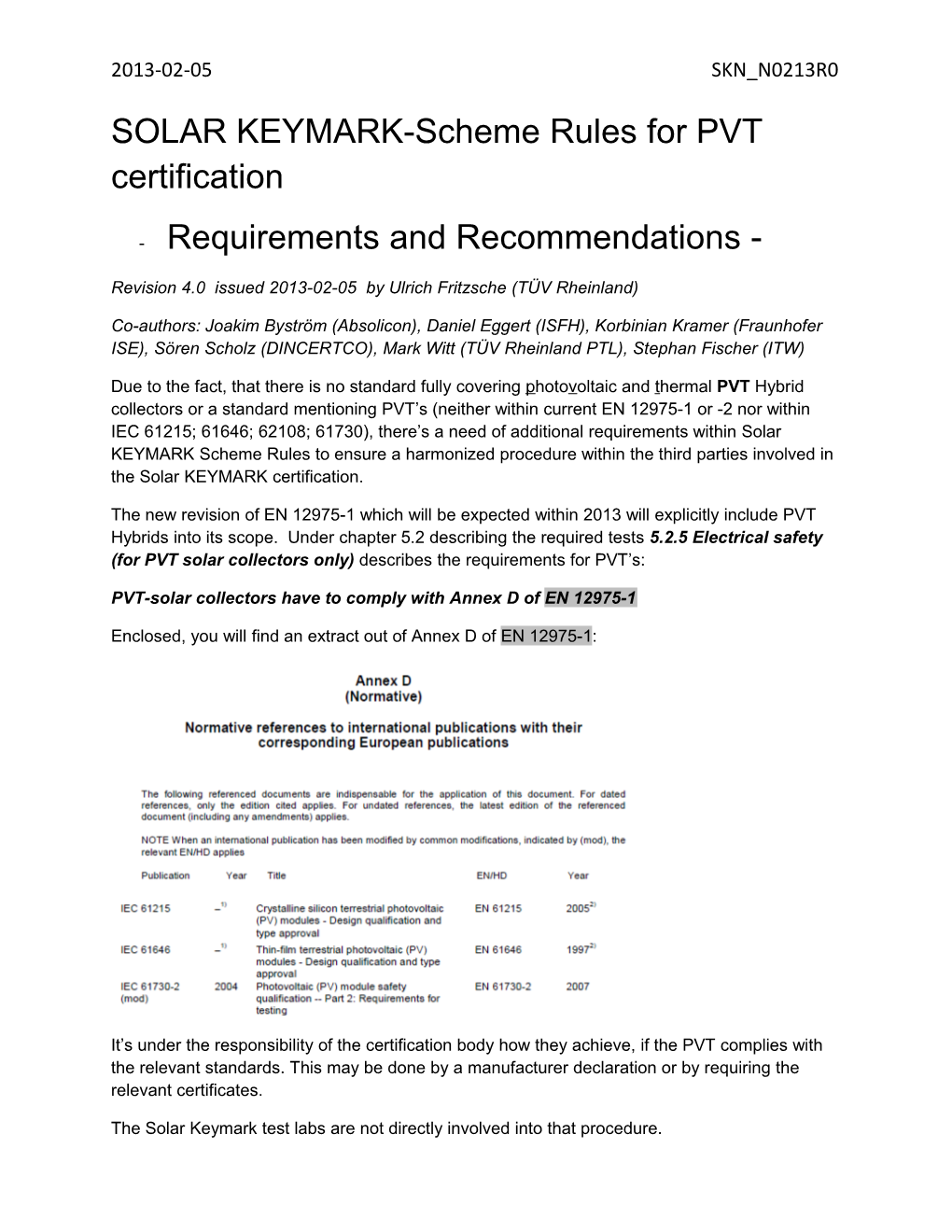SOLAR KEYMARK-Scheme Rules for PVT Certification