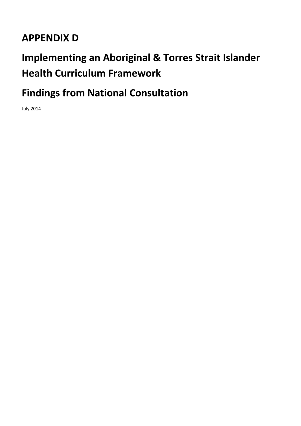 Implementing an Aboriginal & Torres Strait Islander Health Curriculum Framework